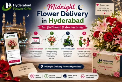 Midnight Flower Delivery in Hyderabad for Birthdays & Anniversaries