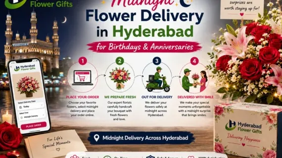 Midnight Flower Delivery in Hyderabad for Birthdays & Anniversaries