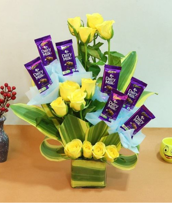 Yellow Roses n Dairy Chocolate Yellow Roses n Dairy Chocolate