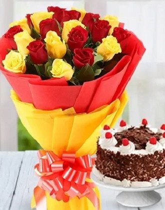 20 Mix Roses with Cake