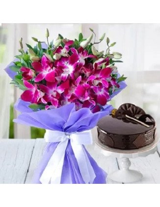 Orchids with 1/2 Kg Chocolate Cake