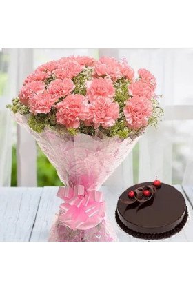 Pink Carnations with Cake