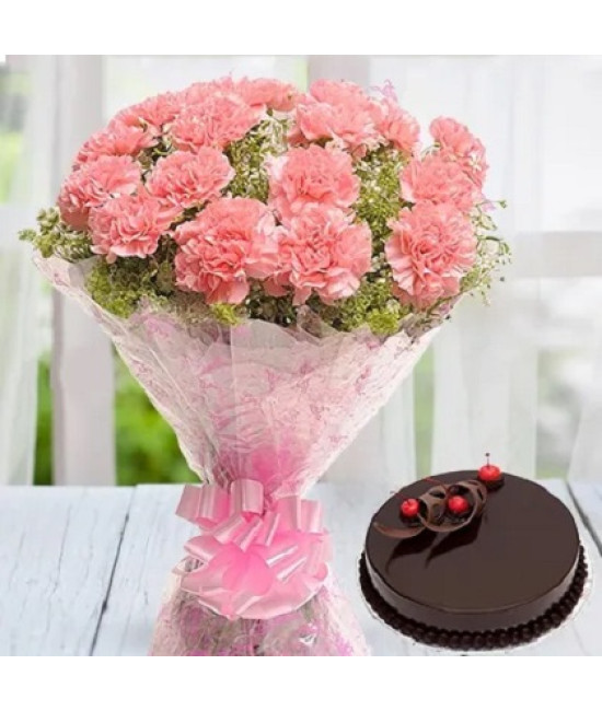 Pink Carnations with Cake