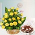 Yellow Roses Basket N Cake