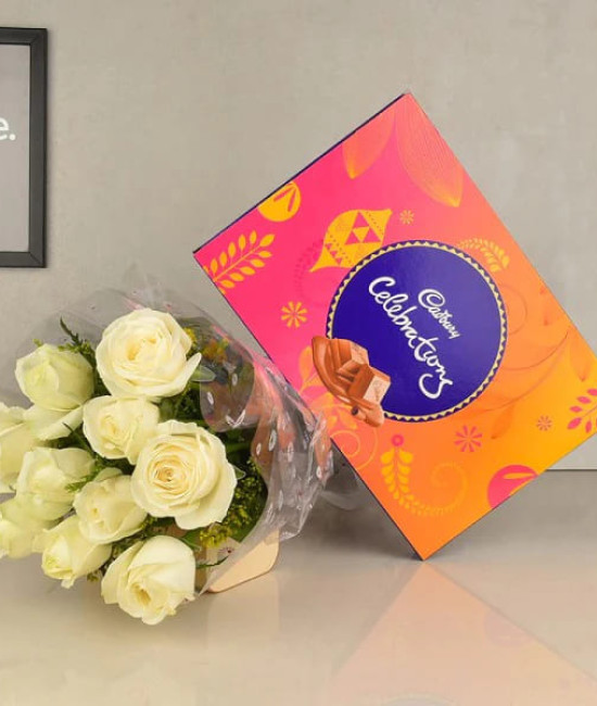 White Roses n Celebration Combo White Roses n Celebration Combo