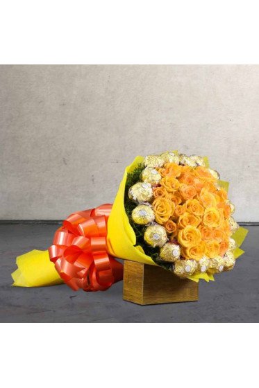 Yellow Roses n Ferrero Rocher Combo