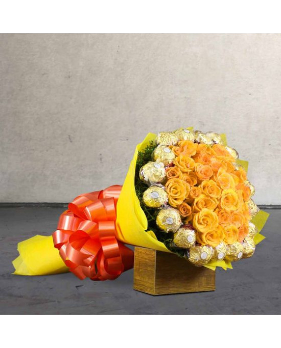 Yellow Roses n Ferrero Rocher Combo