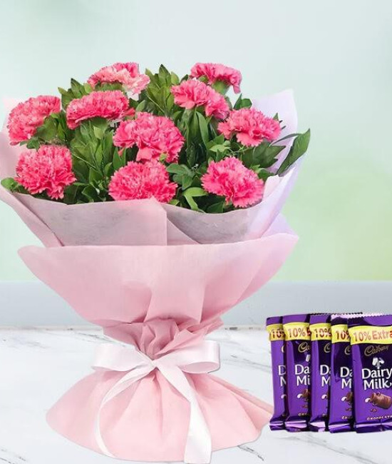 Pink Carnations And Chocolate Combo Pink Carnations And Chocolate Combo