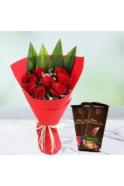 Red Roses n-Cadbury-Bournville Combo
