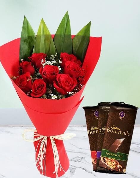 Red Roses n-Cadbury-Bournville Combo