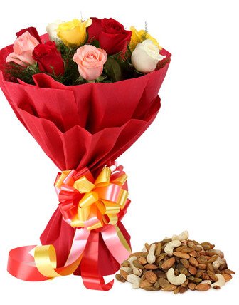 12 Mix Roses n Dry Fruits