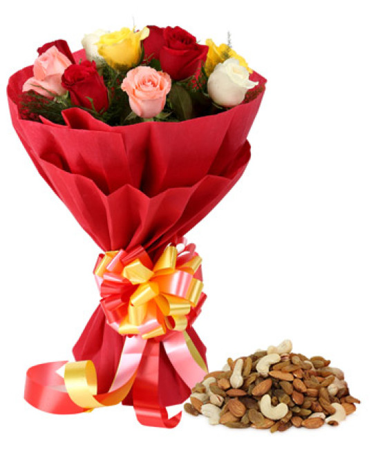 12 Mix Roses n Dry Fruits
