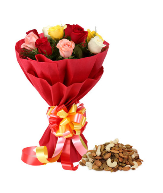 12 Mix Roses n Dry Fruits