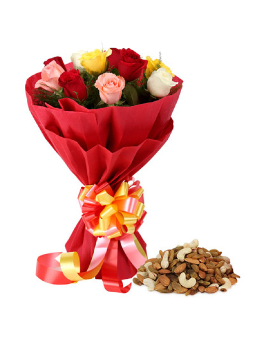 12 Mix Roses n Dry Fruits