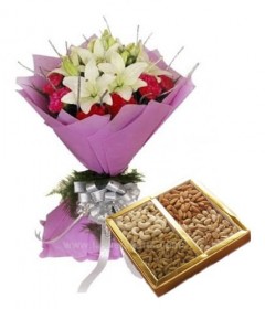 Flowers And Dry Fruits Combo Gifts