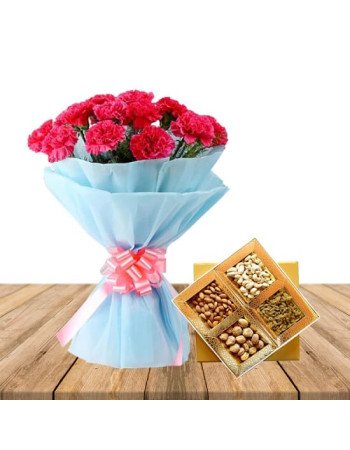 Carnations n Dry Fruits Combo