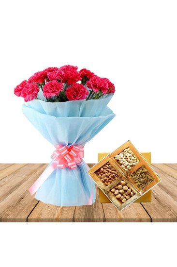 Carnations n Dry Fruits Combo