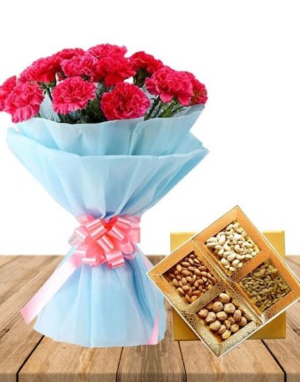 Carnations n Dry Fruits Combo