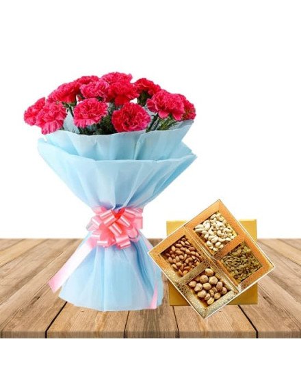 Carnations n Dry Fruits Combo