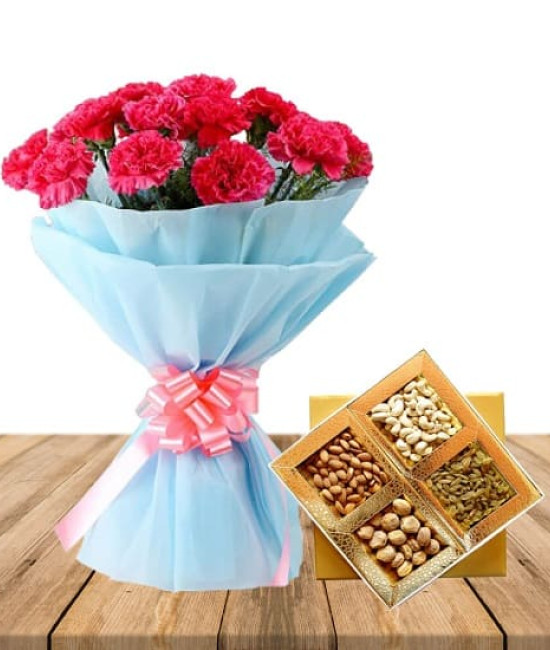 Carnations n Dry Fruits Combo