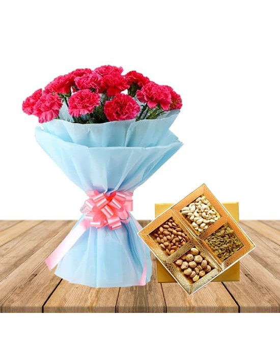 Carnations n Dry Fruits Combo