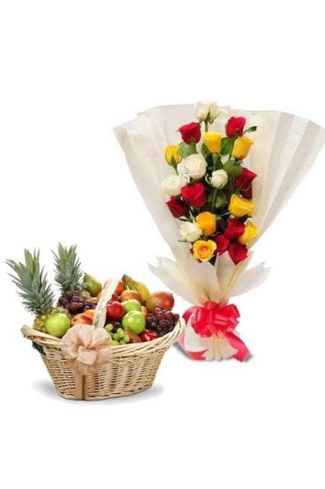 Deluxe Fruits N Flowers Combo