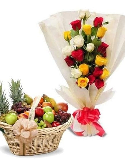 Deluxe Fruits N Flowers Combo