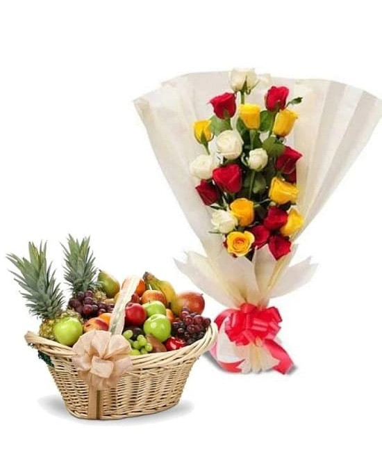 Deluxe Fruits N Flowers Combo