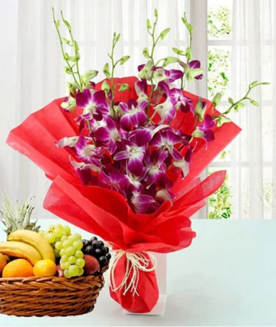 Orchids n Fresh Fruits Combo Orchids n Fresh Fruits Combo