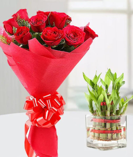 Red Roses n Lucky Bamboo Red Roses n Lucky Bamboo
