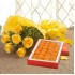 10 yellow roses with 1/2 Kg Motichoor laddu