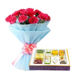 10 Pink Carnations Bunch n 1/2 Kg Mixed Sweets