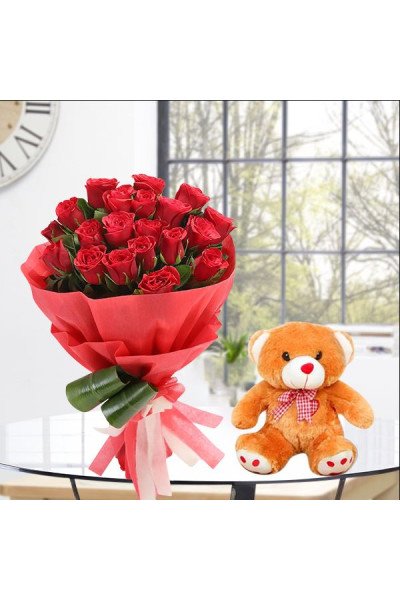 20 Red Roses n Teddy