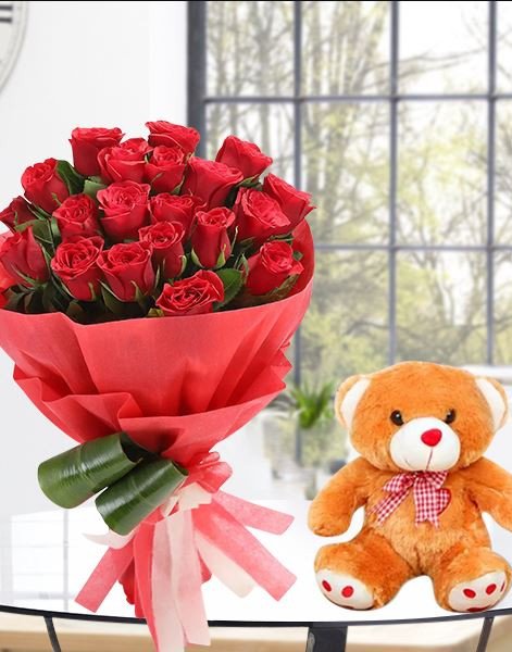 20 Red Roses n Teddy