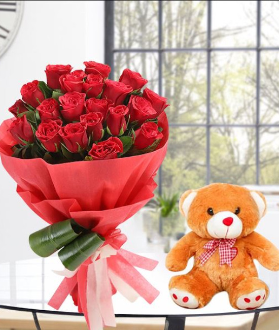 20 Red Roses n Teddy