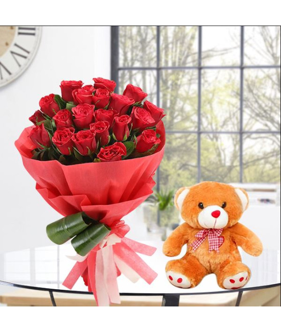 20 Red Roses n Teddy