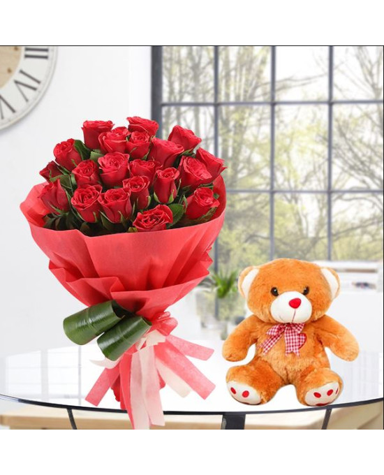 20 Red Roses n Teddy