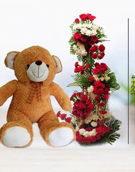 Tall Arrangement with Big Teddy