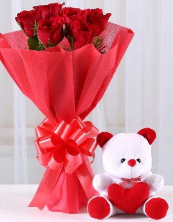 Roses n Teddy Bear Combo