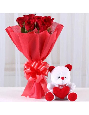 Roses n Teddy Bear Combo