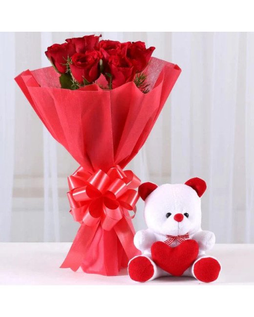 Roses n Teddy Bear Combo