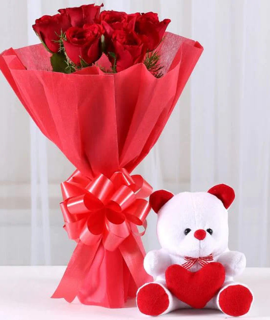 Roses n Teddy Bear Combo Roses n Teddy Bear Combo