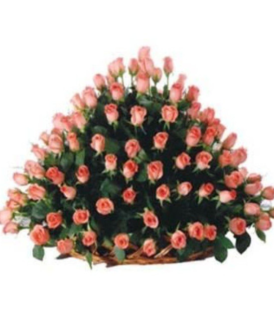 100 Pink Roses Basket 100 Pink Roses Basket