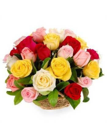 25 mix color roses Basket