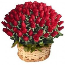 72 Red Roses Round Basket