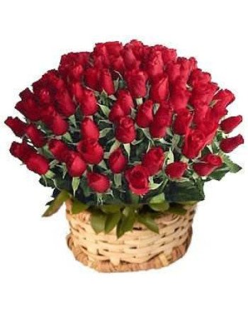 72 Red Roses Round Basket