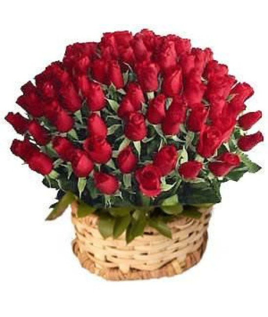 72 Red Roses Round Basket
