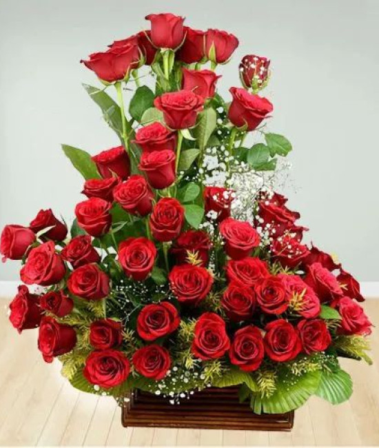 Artful Basket of Unforgettable Red Roses Artful Basket of Unforgettable Red Roses