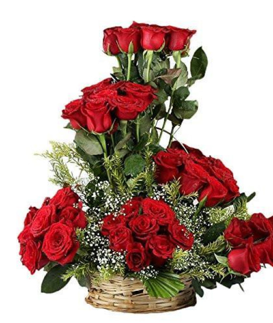 Be Happy - 40 Roses With Basket Be Happy - 40 Roses With Basket