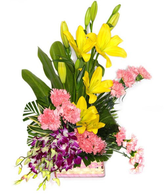 Beautiful Mixed Flowers Basket Beautiful Mixed Flowers Basket
